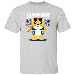 Summer Vibes Cat on Beach | Short Sleeve T-shirt | 100% Cotton