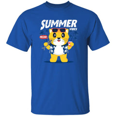 Summer Vibes Cat on Beach | Short Sleeve T-shirt | 100% Cotton