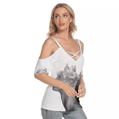 Cold Shoulder T-shirt With Criss Cross Strips 