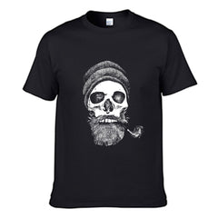 Smoking Skull Men's T-shirt (100% Cotton) - T0212