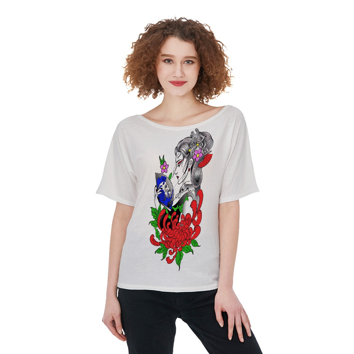 Red Floral Girl Women's T-Shirts - T0216