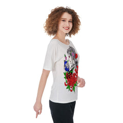 Red Floral Girl Women's T-Shirts - T0216